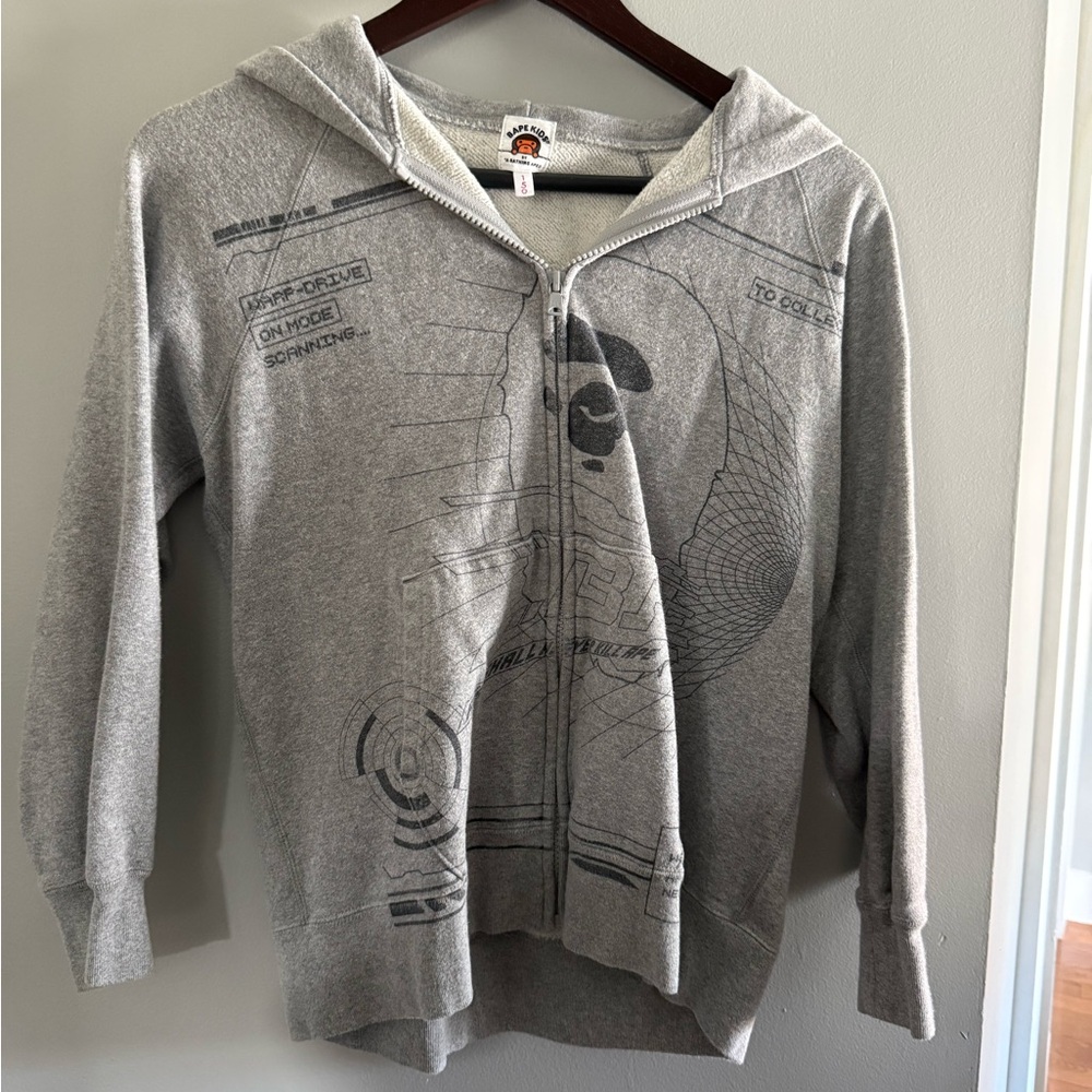 Bape Gray Zip Up Hoodie for Kids